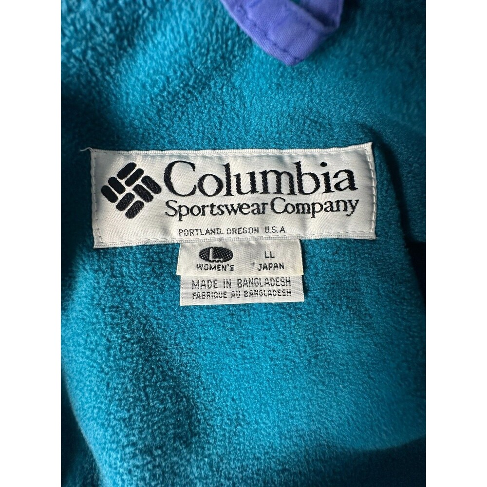 Vtg 90s Columbia Jacket Womens L F8 SL 5035 Colorblock Teal Purple Retro Ski - Picture 10 of 16